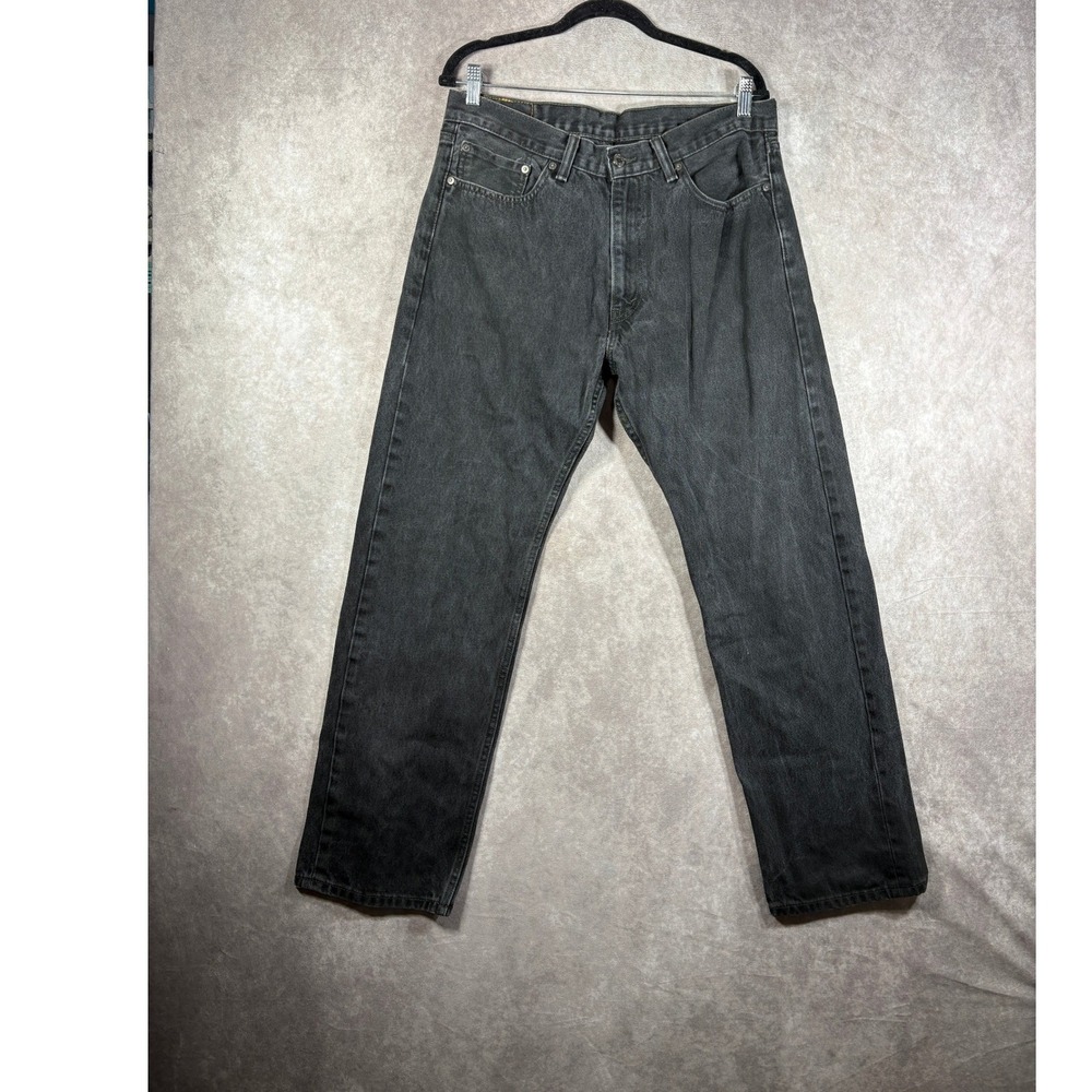 Levi's Jeans Mens 36x32 Black 505 Regular Fit Straight Leg Denim Casual Classic